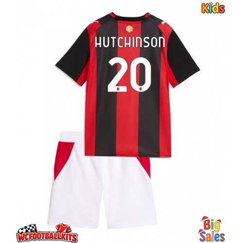 AC Milan Omari Hutchinson #20 Replica Home Stadium Kit for Kids 2026-27 Short Sleeve (+ pants)